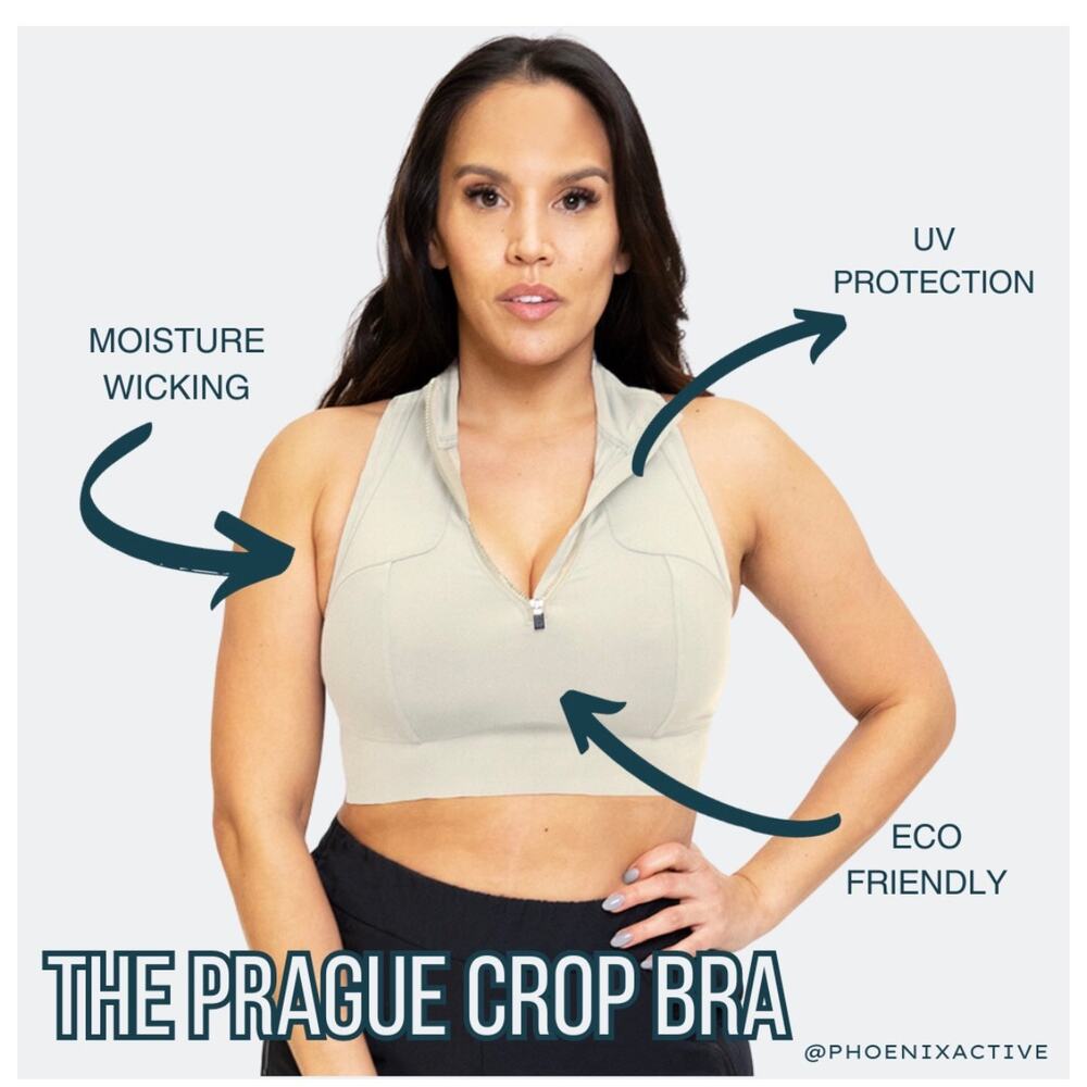 Phoenix Active Prague Crop Bra – Zip Front | Moisture-Wicking Active Top